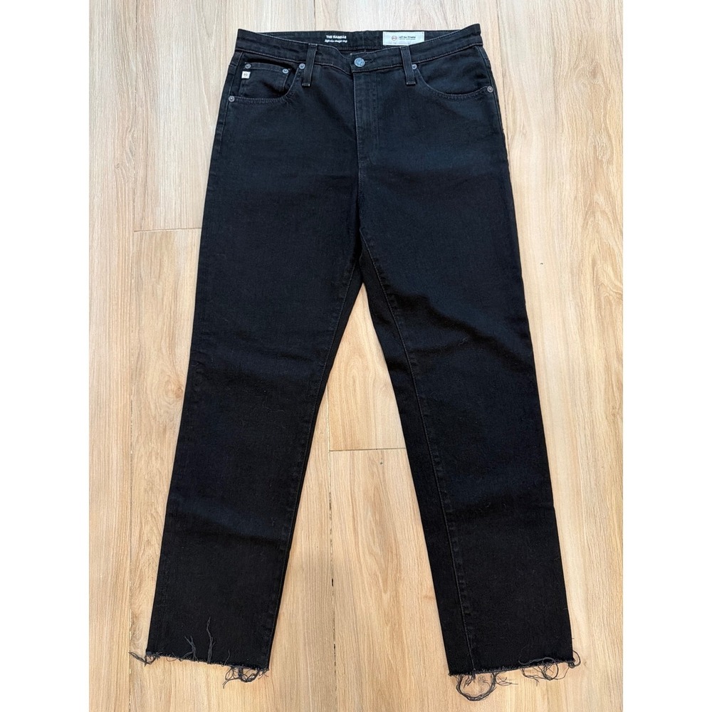 AG Adriano Goldschmied‎ The Isabelle High Rise Straight Crop Black Jeans 30R